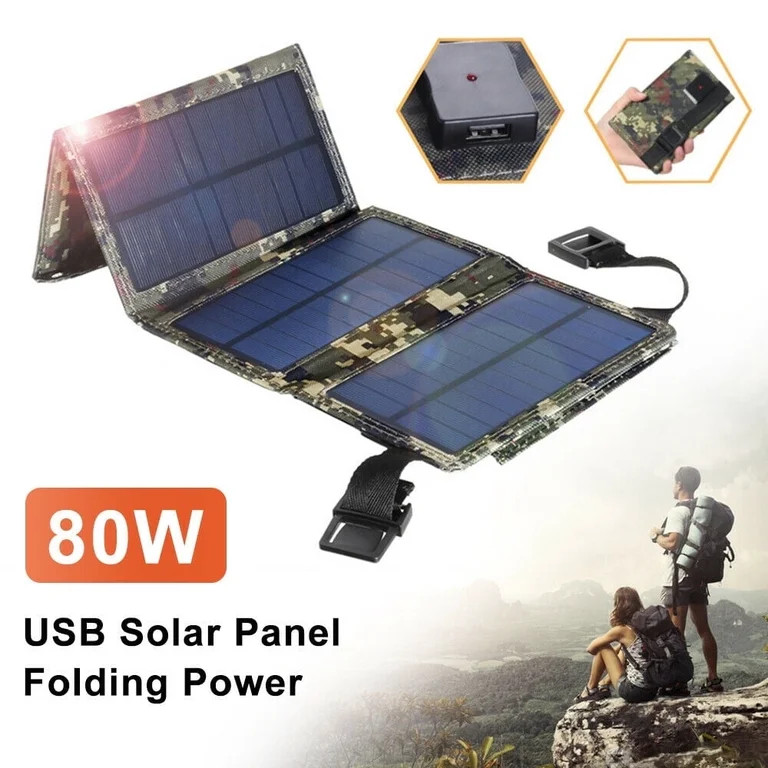 JahyShow 80W USB Solar Panel Folding Power Bank Outdoor Camping Hiking Phone Charger US | Walmart (US)