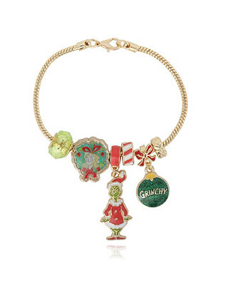 Dr. Seuss Grinch Holiday Charm Beaded Bracelet - Macy's | Macy's