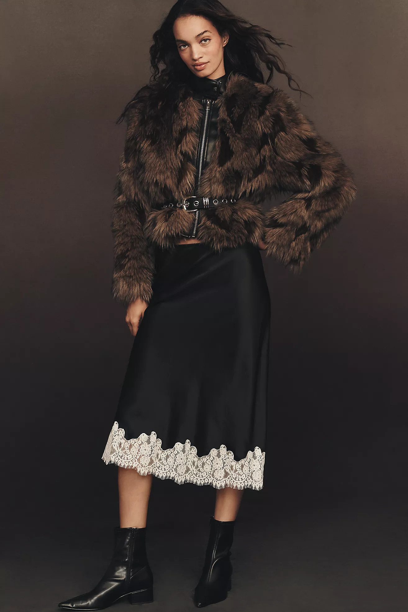 Sanctuary Lace-Trim Midi Skirt | Anthropologie (US)