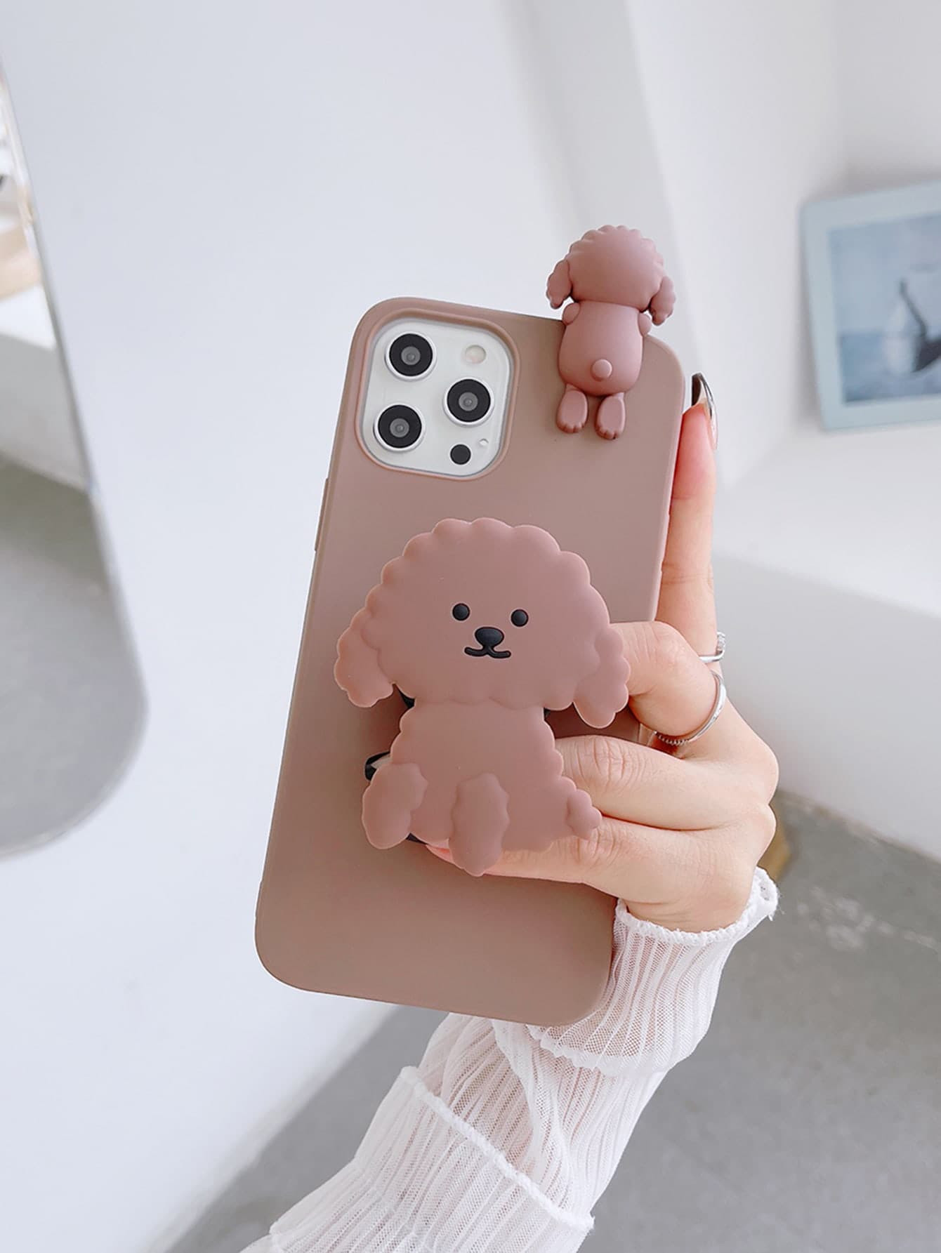 1pc Cute Phone Case With Cartoon Shaped Pop-Out Phone Grip | SHEIN
