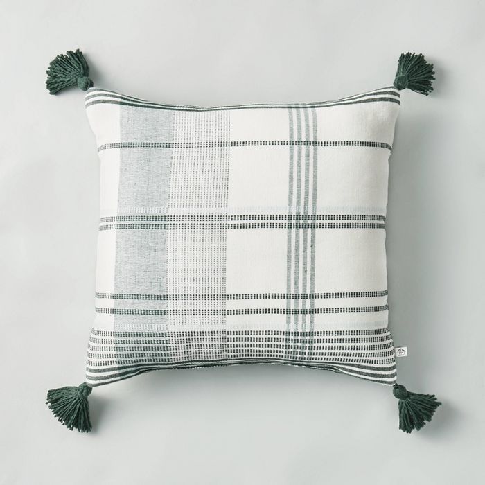 18" x 18" Plaid Throw Pillow Green - Hearth & Hand™ with Magnolia | Target