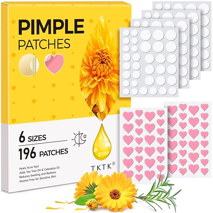 Pimple Patches for Face: 6 Sizes Day and Night Acne Patches Heart Zit Patches - Cute Spot Sticker... | Amazon (US)