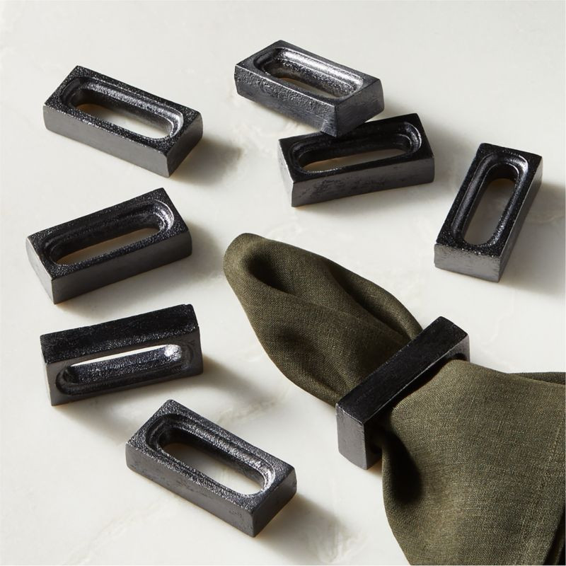 Barre Black Napkin Rings Set of 8 + Reviews | CB2 | CB2