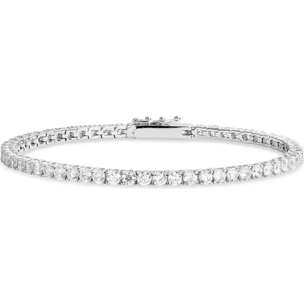 Nordstrom Cubic Zirconia Tennis Bracelet in Clear- Silver at Nordstrom | Nordstrom