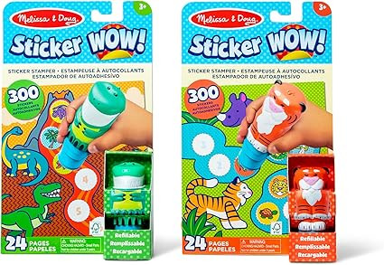 Melissa & Doug Sticker Wow!™ Dinosaur and Tiger Bundle: 2 24-Page Activity Pads, 2 Sticker Stam... | Amazon (US)