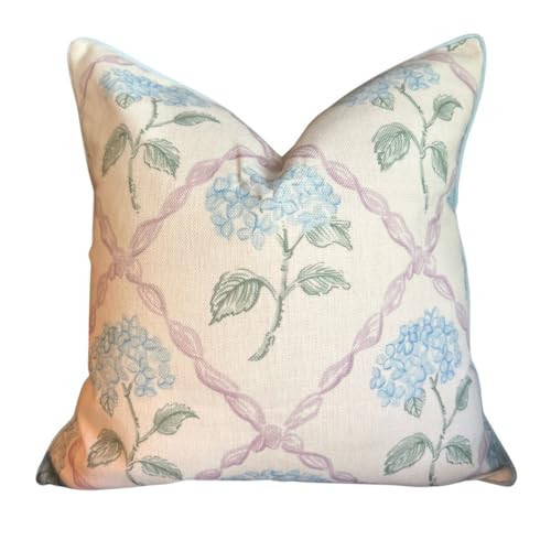 Jillien Harbor Emma Pillow Cover Throw Pillow for Home Grandmillennial Home Decor Hydrangea Pillow Floral Pillow Cover Pink Pillow Cover Premium Pillow Cover Nursery Pillow | Amazon (US)