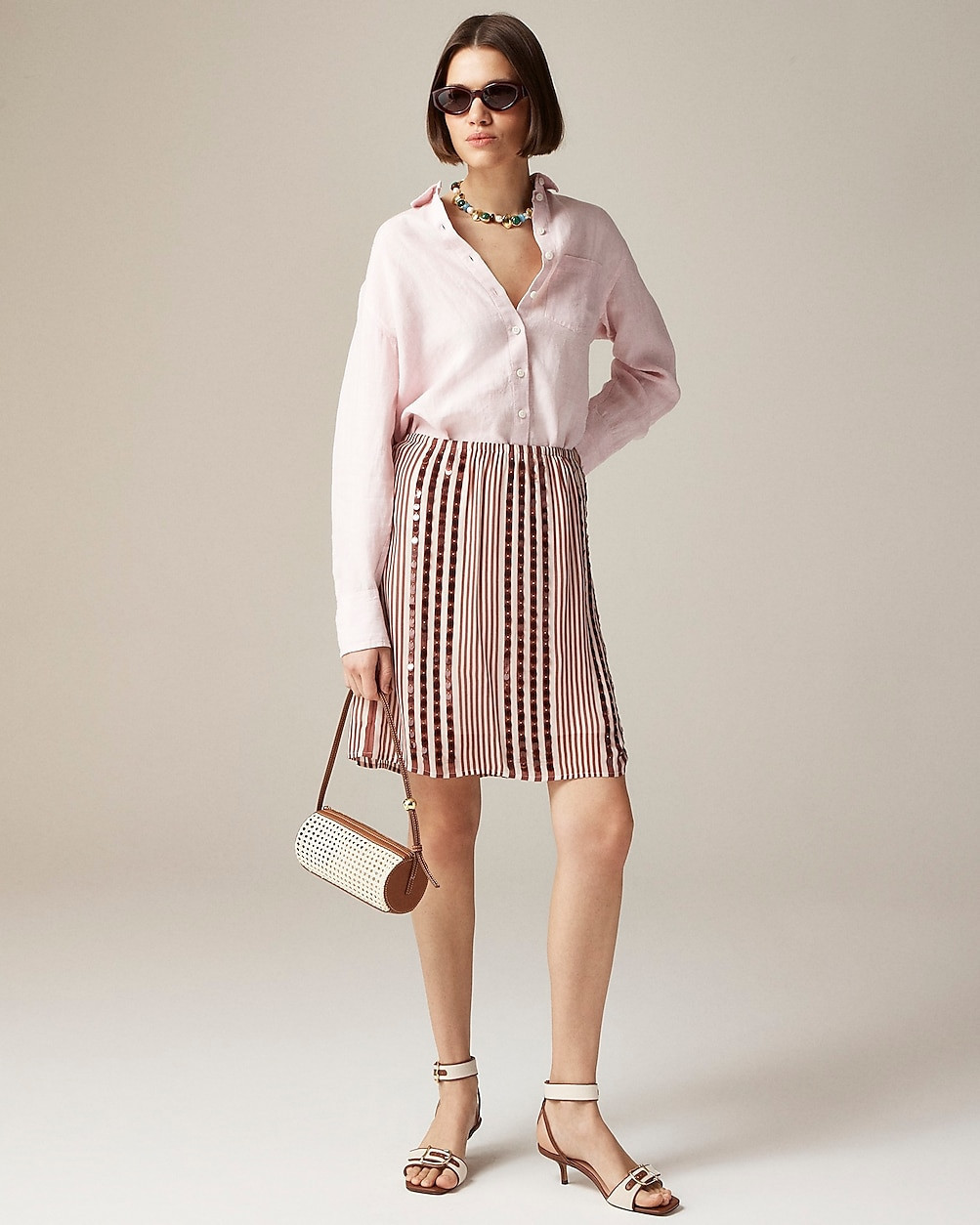 Collection Gwen knee-length layered slip skirt in sequin-striped chiffon | J. Crew US