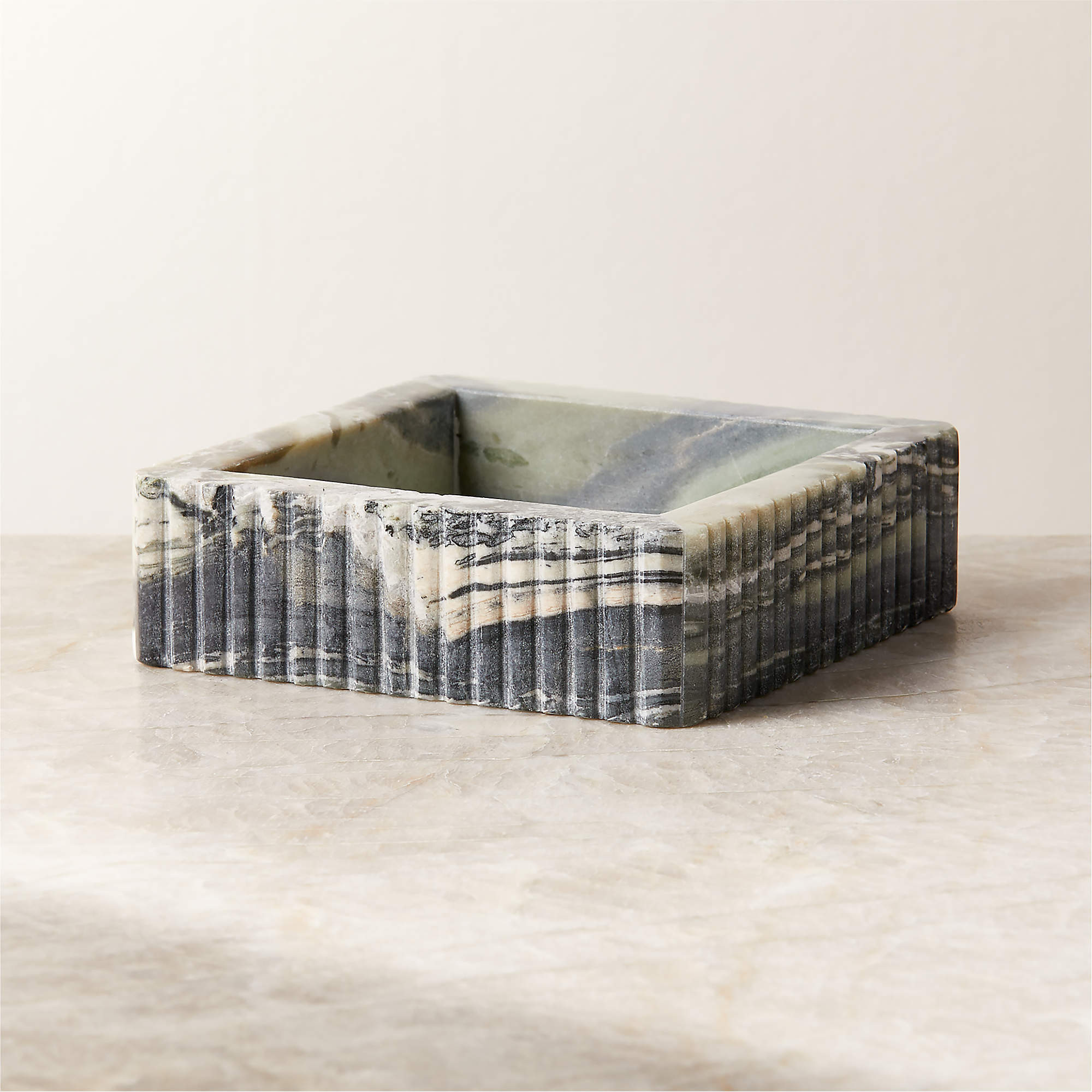 Luke Jade Marble Ribbed Catchall Dish + Reviews | CB2 | CB2