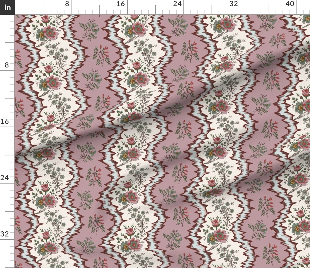 Bedford Chintz Oxblood and Sage on Heather 12" Fabric | Spoonflower | Spoonflower