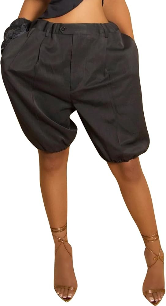 Unybwonn Bermuda Shorts for Women Baggy Knee Length Elastic Waist Jorts High Waisted Wide Leg Y2k... | Amazon (US)