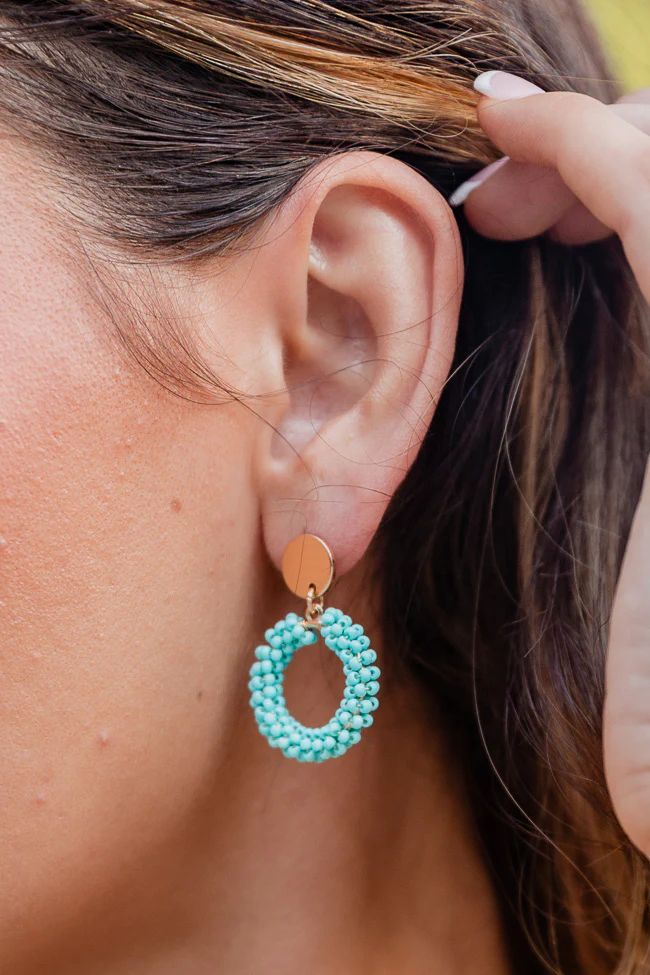 Beaded Turquoise Circle Earrings | Pink Lily