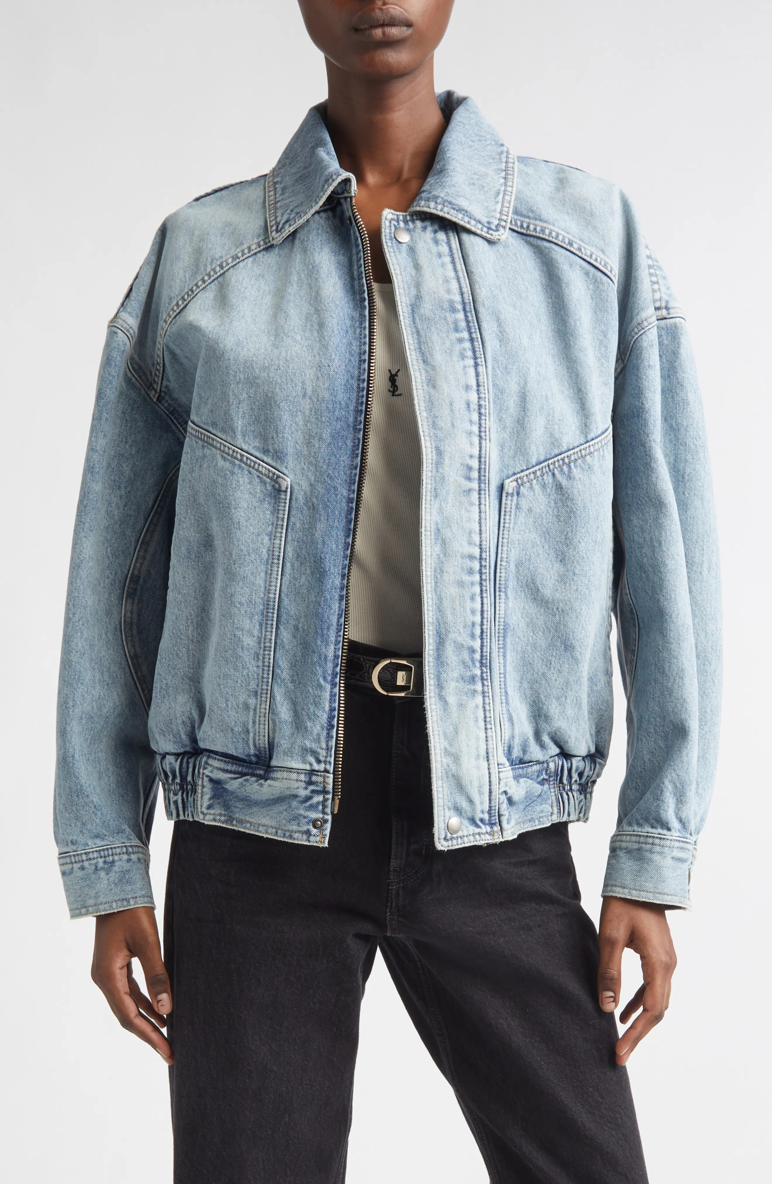 Saint Laurent Oversize Denim Jacket (Women) | Nordstrom | Nordstrom
