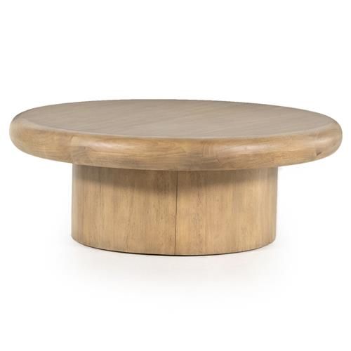 Zachry Rustic Lodge Brown Solid Wood Round Classic Coffee Table | Kathy Kuo Home