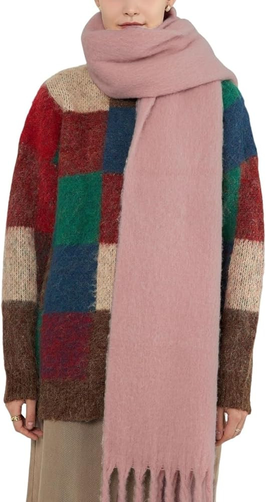 Women Cashmere Feel Scarf, Soft Warm Winter Scarf for Cold Weather, Christmas Blanket Scarves Pas... | Amazon (US)