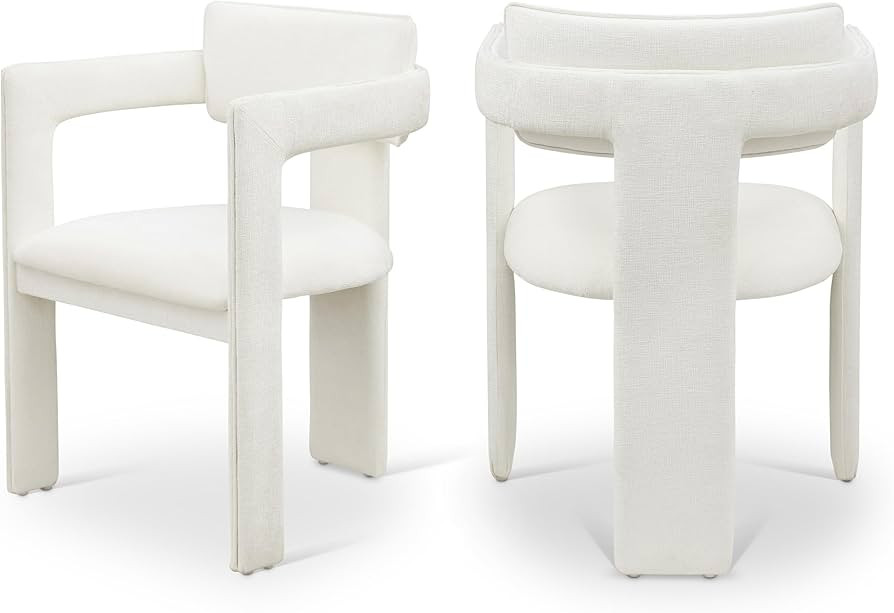 Meridian Furniture Brenda Cream Chenille Fabric Dining Chair (Set of 2) | Amazon (US)