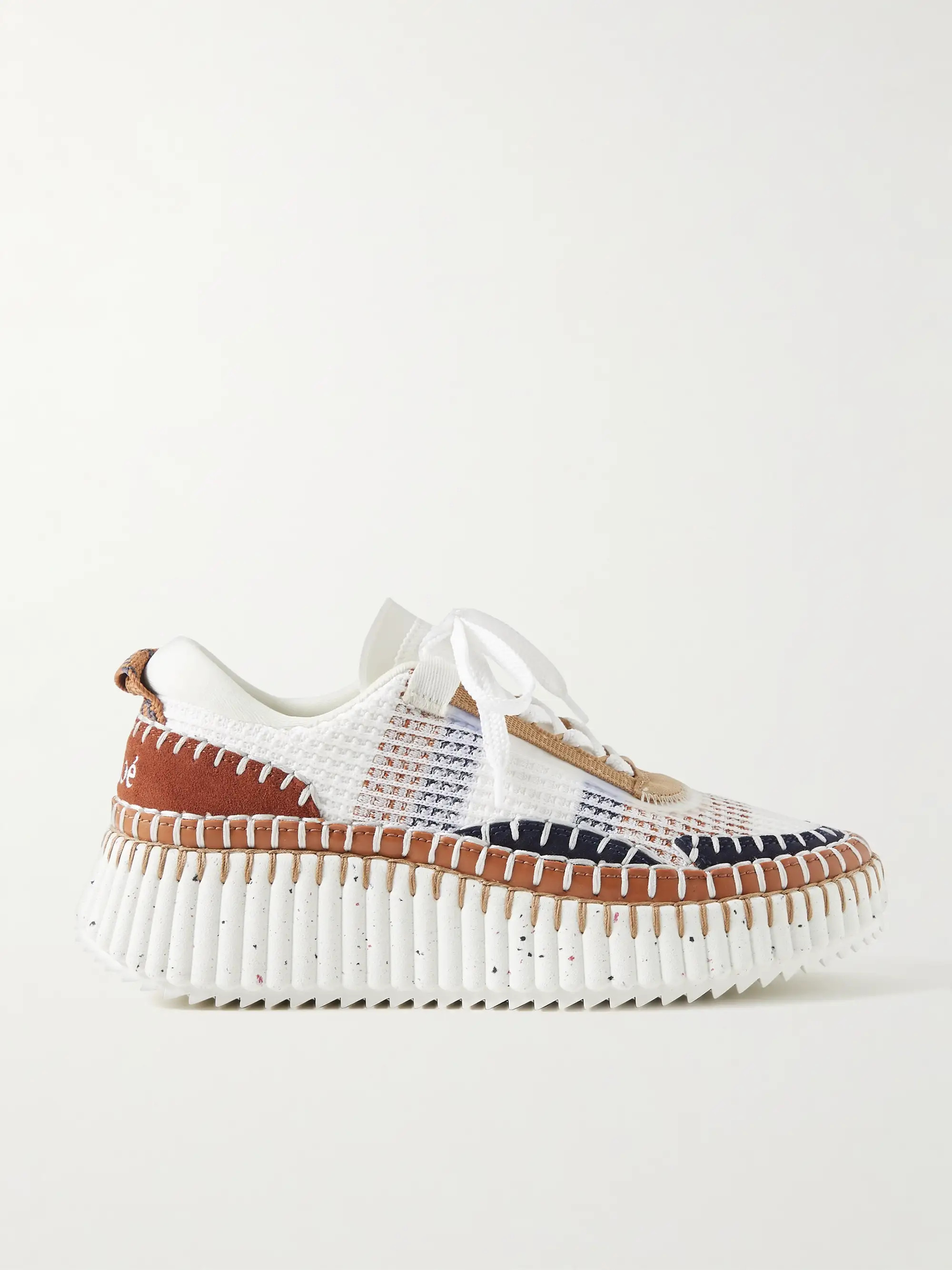 + NET SUSTAIN Nama embroidered suede and recycled-mesh sneakers | NET-A-PORTER (US)