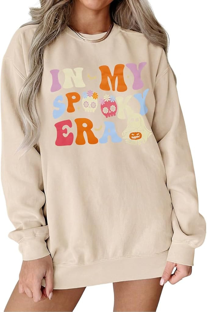 Ritatte In My Spooky Era Halloween Sweatshirt Women Funny Spooky Ghost Pullover Top Crewneck Over... | Amazon (US)
