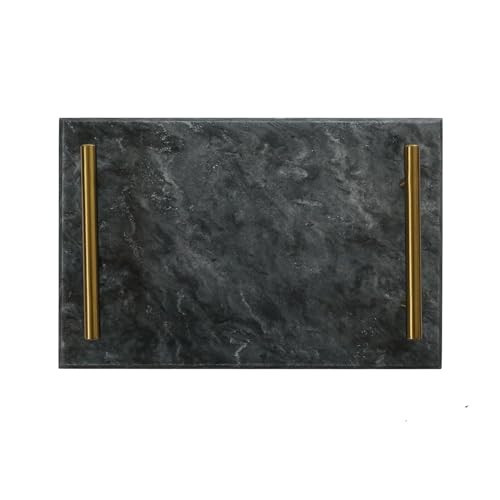 Creative Gifts Rectangle Block 12 Inch Black Marble and Gold Handles Charcuterie Platter Chopping Cutting Board Serving Tray | Amazon (US)
