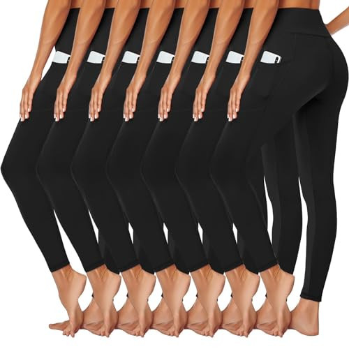 Syrinx 7 Pack High Waisted Leggings for Women - Soft Tummy Control Yoga Pants for Workout Running | Amazon (US)