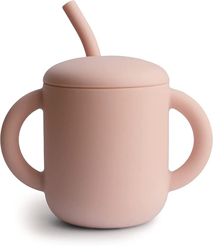 Click for more info about mushie 100% Silicone Training Cup & Straw for Toddlers | 6 Months+ (Blush) 6 fl oz