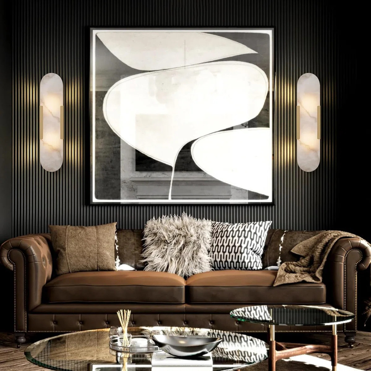 Zaheda Dimmable LED solid brass Wall Mounted Sconce with Alabaster Shade (Set of 2) | Wayfair North America