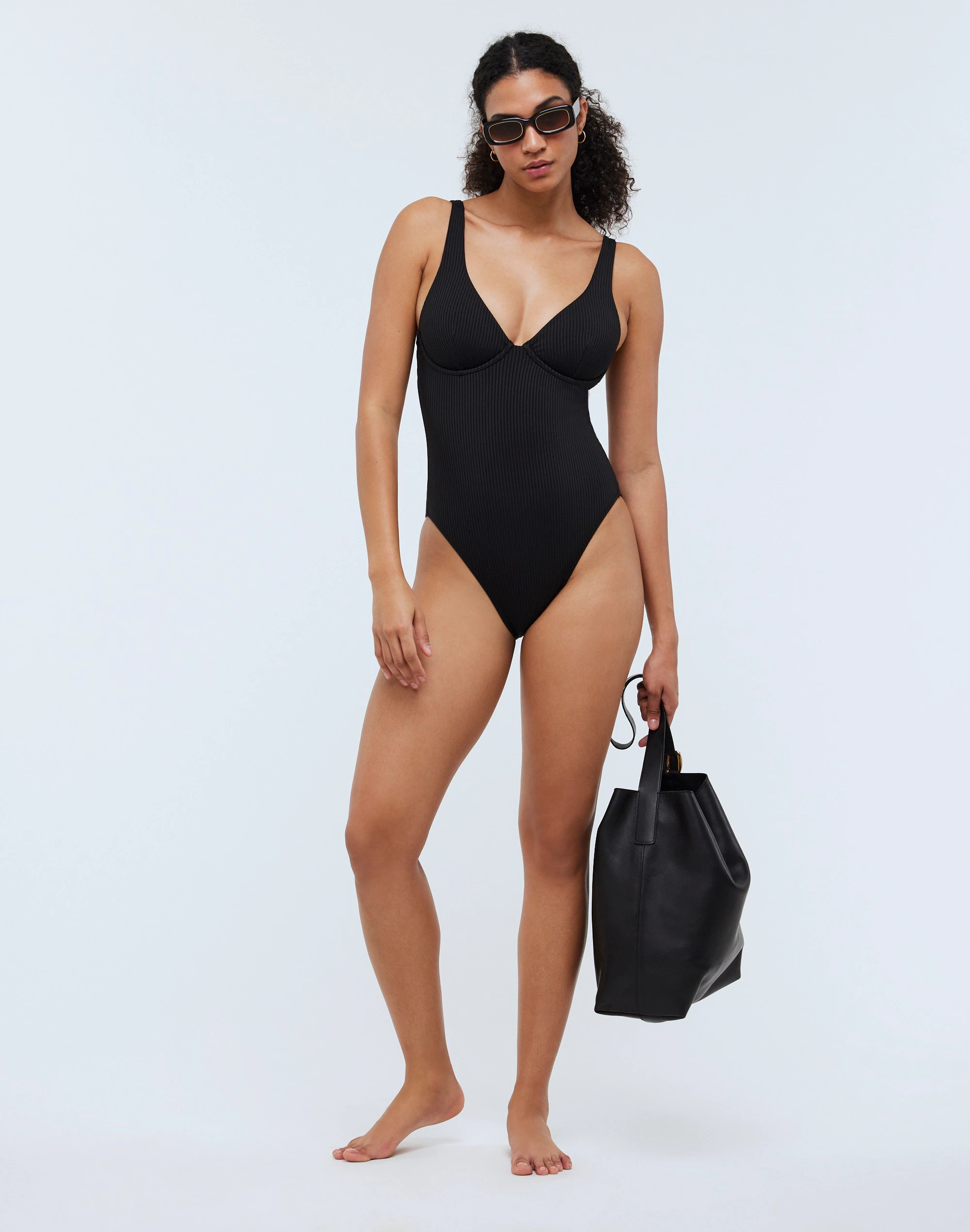 Ribbed Underwire Open-Back One-Piece Swimsuit | Madewell