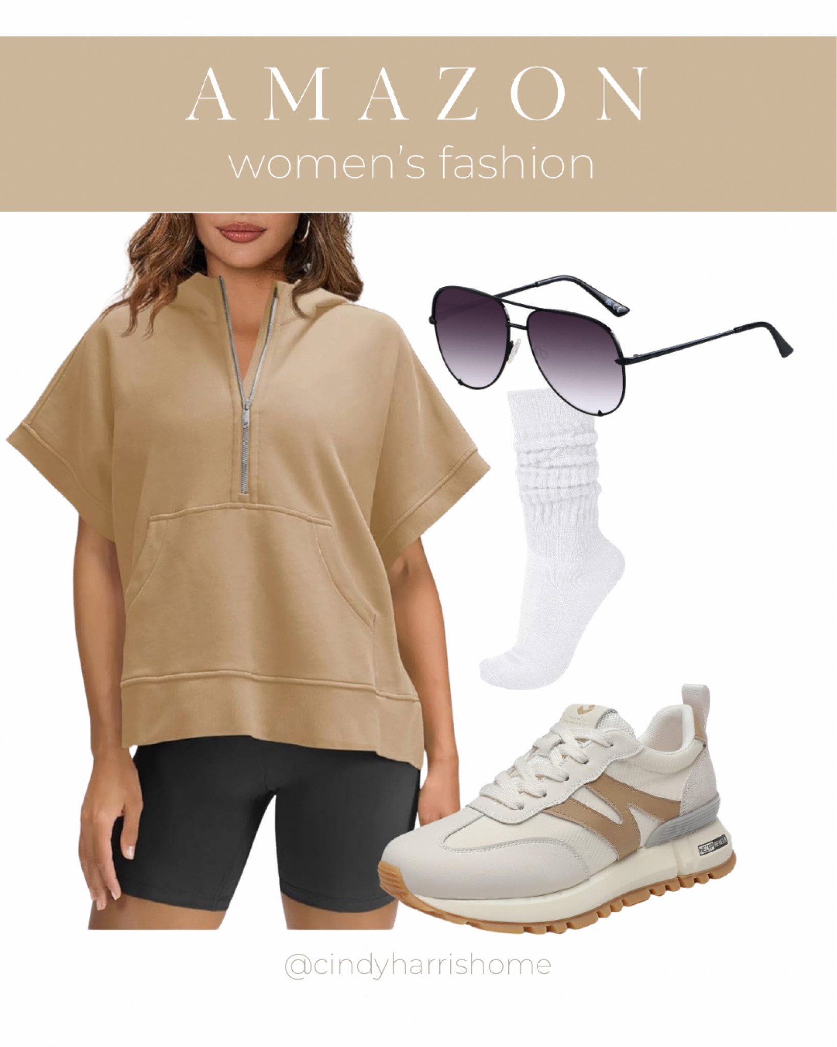 A neutral spring look! I bought this 3/4 zip up hoodie in bright pink… but now I’m thinking I might need it in tan, too! 😆

I’d pair it with my favorite shoes and new sunglasses, or course. 😎 

#LTKActive #LTKshoecrush #LTKmidsize