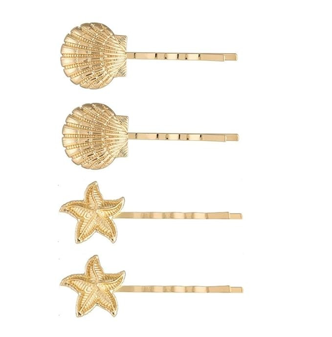 Starfish Bobby Pins Seashell Hair Pins for Women Girls 4 Pieces Small Gold Hair Clips Summer Beac... | Amazon (US)