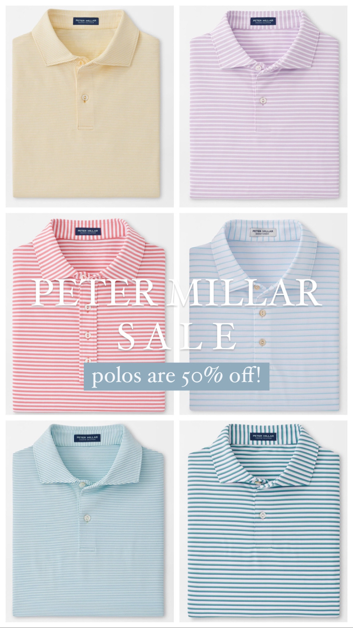 Best deal I’ve seen on Peter Millar in a long time! $110 polos for $55 w. TONS of colors + full size runs. Just did a major refresh for Sterling, but would be a great time to stock up for upcoming gifts! #menswaresale