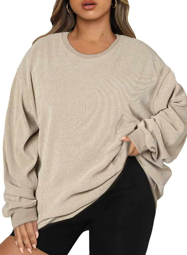 Eytino Women Plus Size Sweatshirts Long Sleeve Crew Neck Casual Oversized Soft Pullover Tops Shir... | Amazon (US)