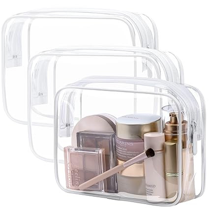 PACKISM Clear Toiletry Bag, 3 Pack TSA Approved Toiletry Bag Quart Size Bag, Travel Makeup Cosmet... | Amazon (US)