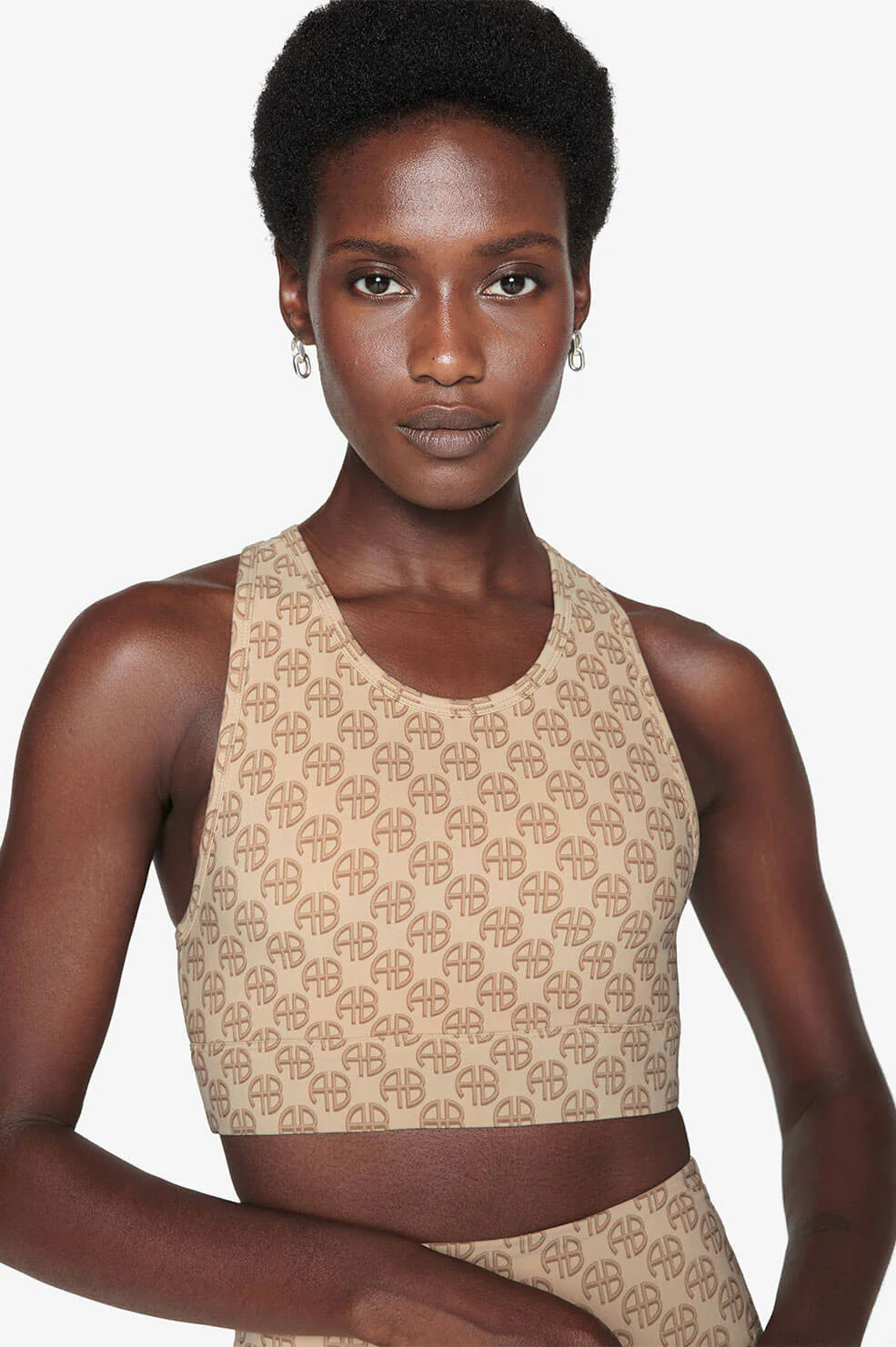 Blair Bra - Camel Monogram Print | Anine Bing