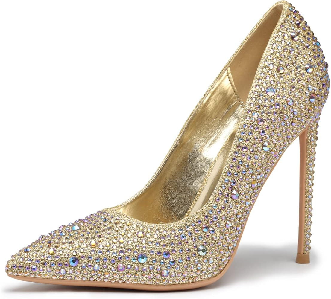 Women's Pumps,High Heels Closed Pointed Toe Stilletos Heeled Sexy Wedding Dressy Shoes for Bride | Amazon (US)