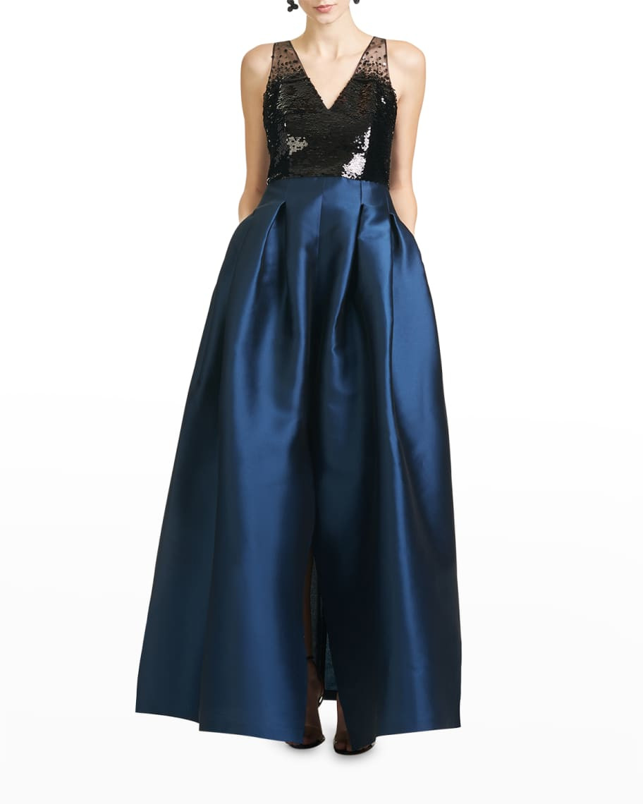 Sachin & Babi Erica Sequin Pleated Gown | Neiman Marcus
