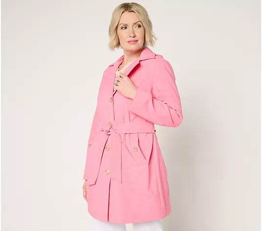 Make Your Selection: Dennis Basso Regular Water Resistant Trench Coat with Hood | QVC