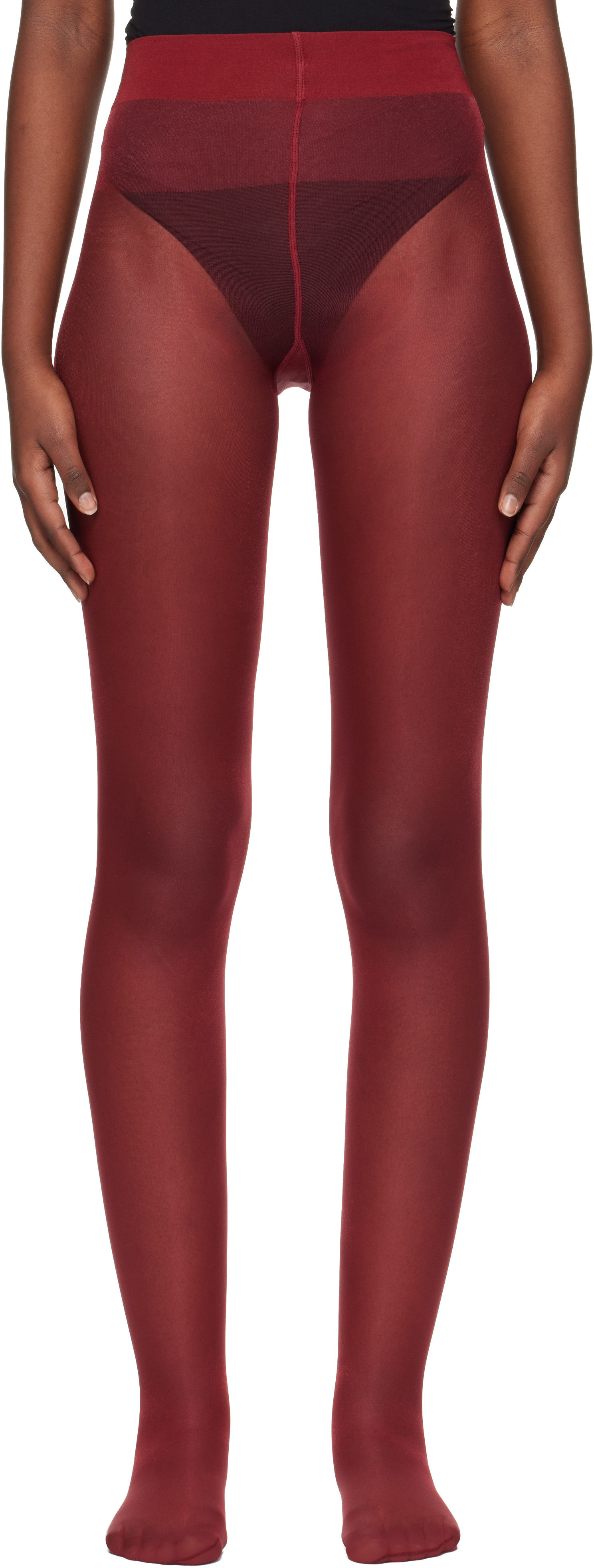Wolford Burgundy Satin Touch 20 Tights | SSENSE