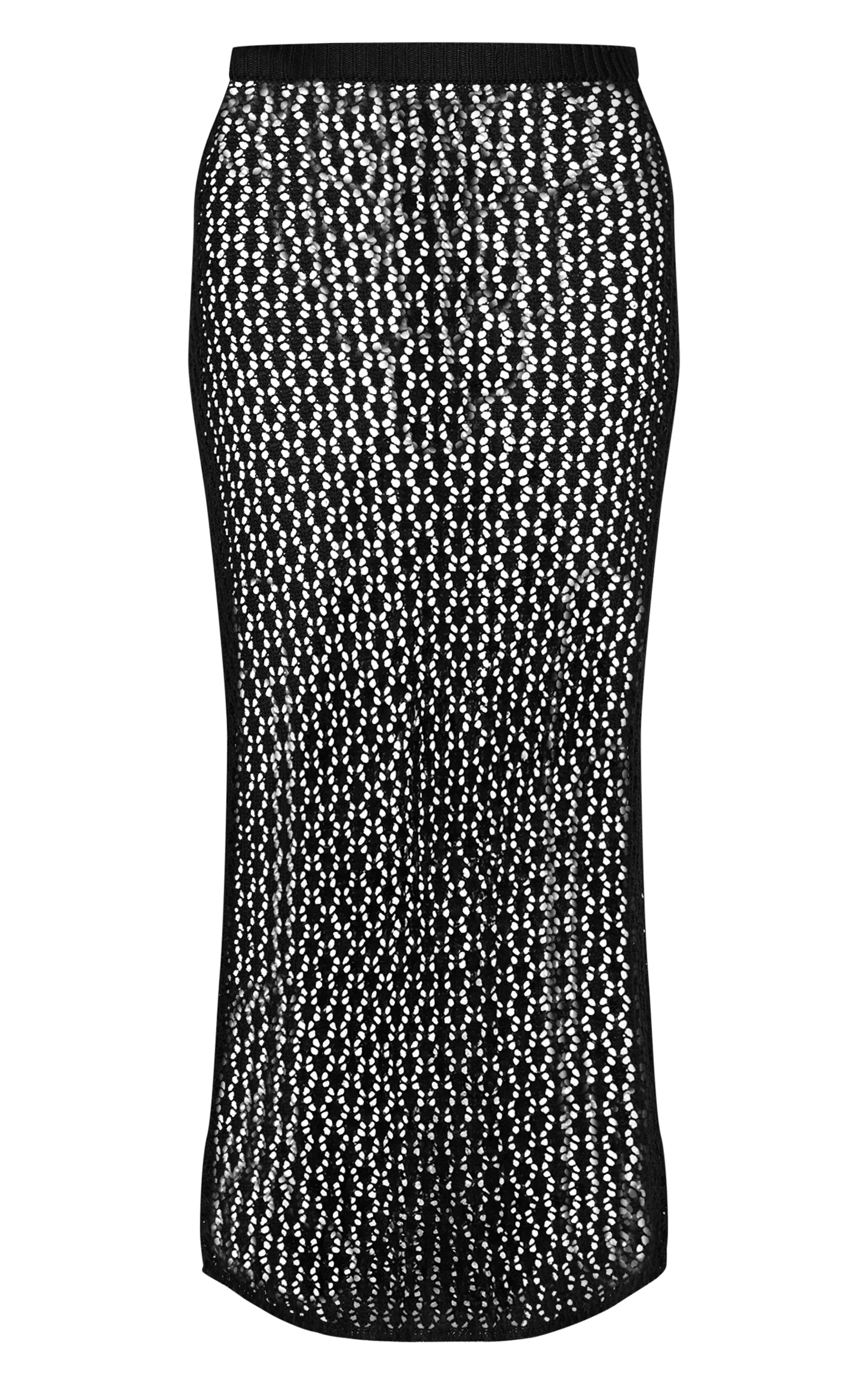 Black Crochet Knit Maxi Skirt | Knitwear | PrettyLittleThing UK