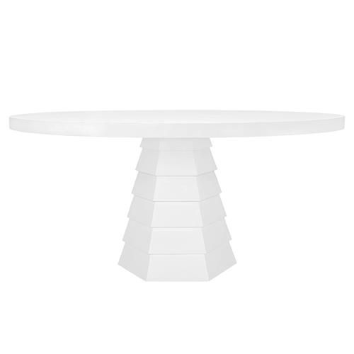 Hudson Modern Classic Matte White Oak Wood Round Pedestal Dining Table - 60"W | Kathy Kuo Home