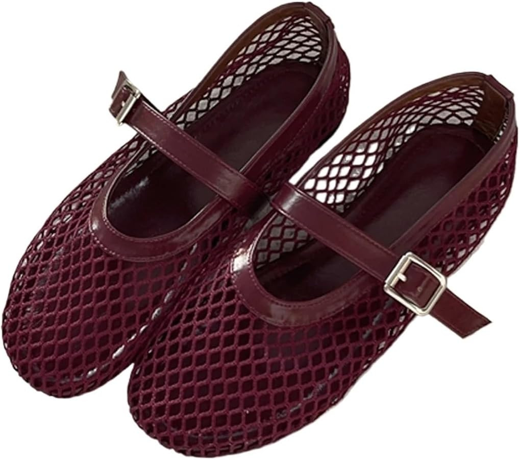 1 Pair Big Size 35-43 Ballet Dance Women's Mesh Buckle Flat Hollow Out Retro Shoes for Women | Amazon (UK)