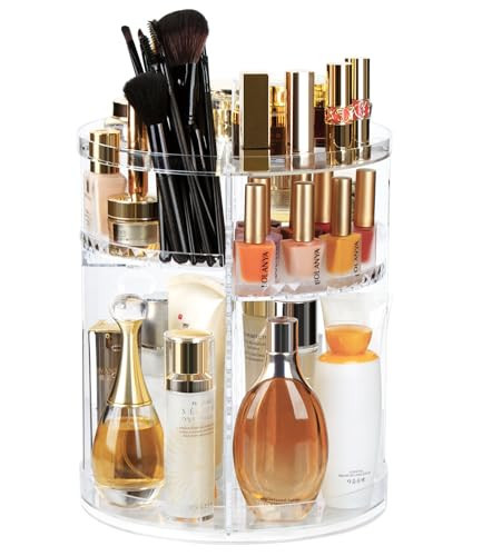 AMEITECH Rotating Makeup Organizer, 360 Spinning Skincare Organizers, 8 Adjustable Layer Cosmetic Storage Case with Brush Holder Perfume Tray for Vanity Bathroom Countertop - Large | Amazon (US)
