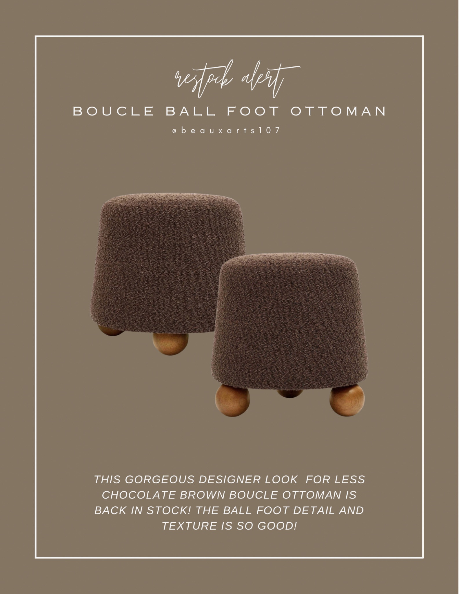 This Amazon designer look for less boucle ottoman is back in stock!!! 

#LTKHome #LTKSaleAlert #LTKStyleTip