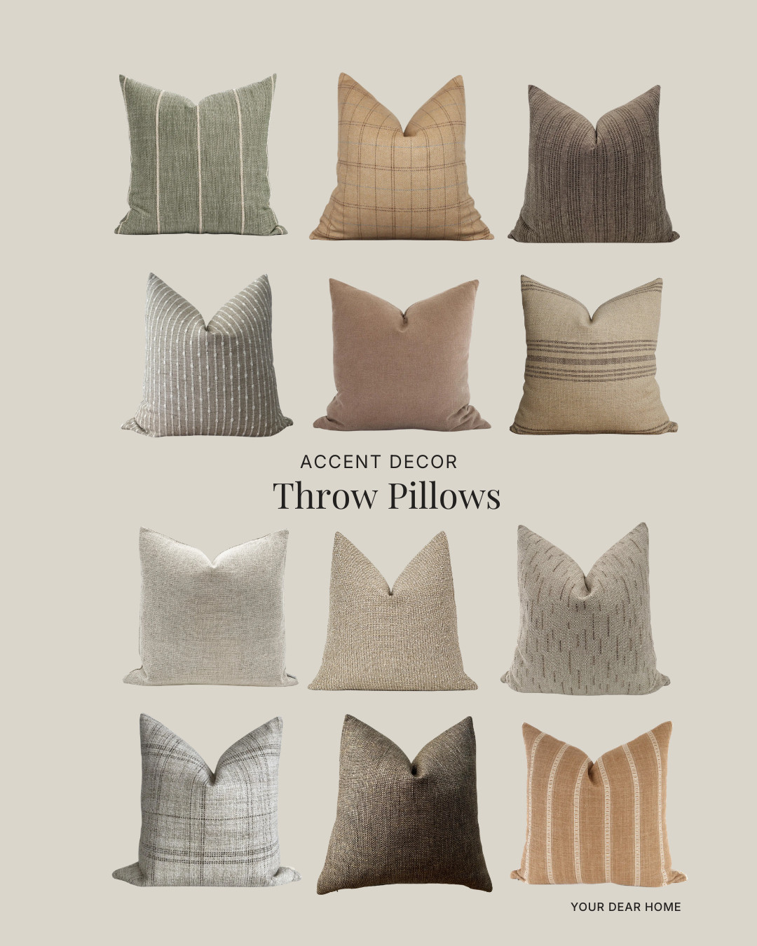 Throw pillows are the easiest way to tie your color palette together. Stick to warm neutrals and subtle patterns for a cohesive, elevated feel. 

 #LTKHome