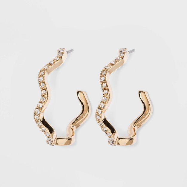 SUGARFIX by BaubleBar Zig Zag Crystal Hoop Earrings - Gold | Target