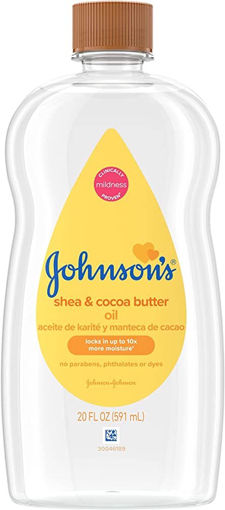 Johnson's Baby Oil, Mineral Oil Enriched with Shea & Cocoa Butter to Prevent Moisture Loss, Hypoa... | Amazon (US)