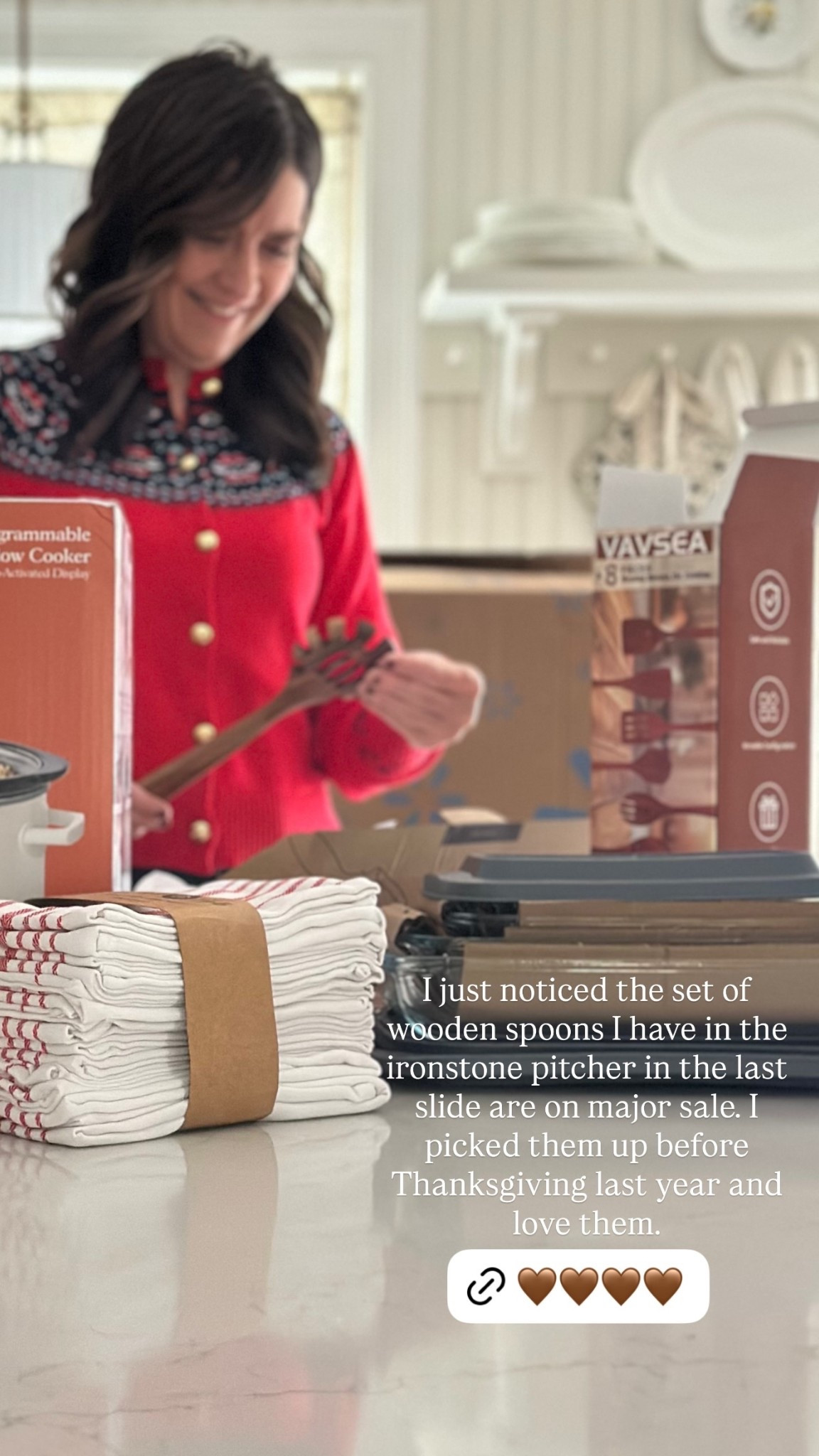 I just noticed the set of wooden spoons I have in the ironstone pitcher in the last slide are on major sale. I picked them up before Thanksgiving last year and love them.