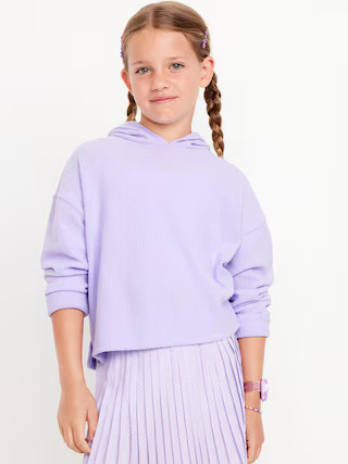 Cropped Plush Ribbed Hoodie for Girls | Old Navy (US)