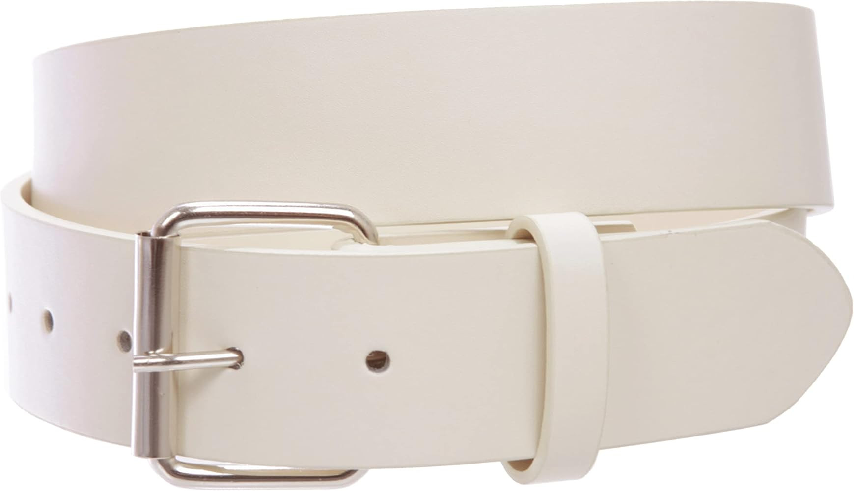 1 1/2" (38mm) Snap On Plain Leather Jean Belt With Roller Buckle | Amazon (US)