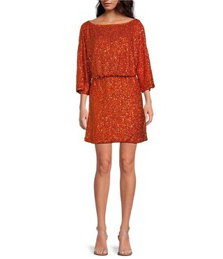 Never Fully Dressed Sequin Tilly Off The Shoulder Long Sleeve Mini Dress | Dillard's | Dillard's