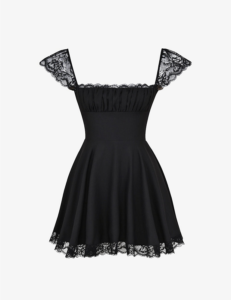 Kaia square-neck A-line woven mini dress | Selfridges