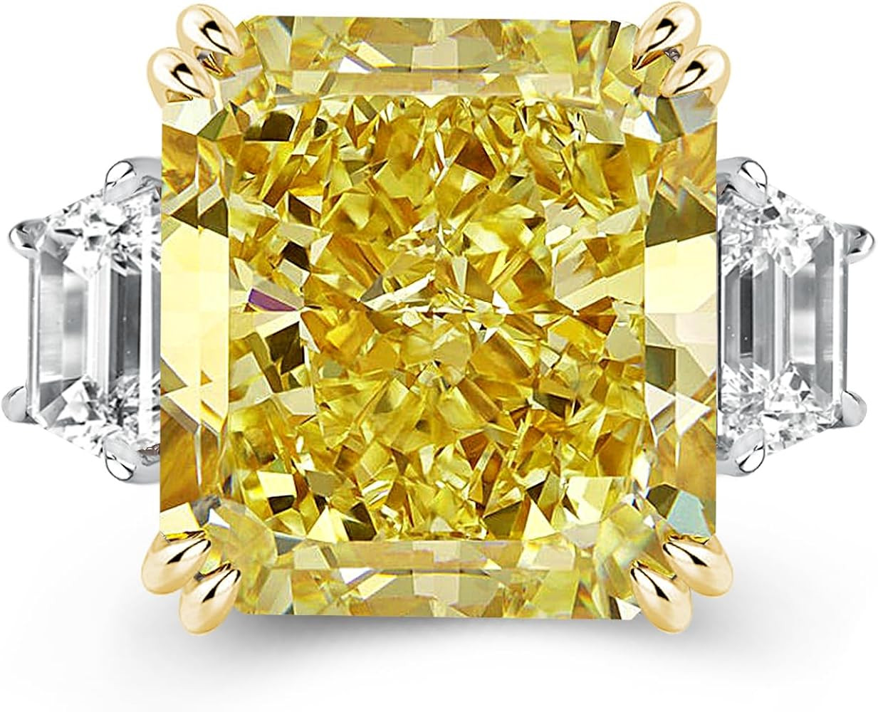 10ct Luxurious Crushed Ice Radiant Cut Three Stone Engagement Ring,Big CZ Cubic Zirconia 925 Ster... | Amazon (US)